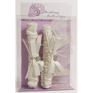 Vintage Wedding Bridal White Double Lace Garters B.B. World- New In Box